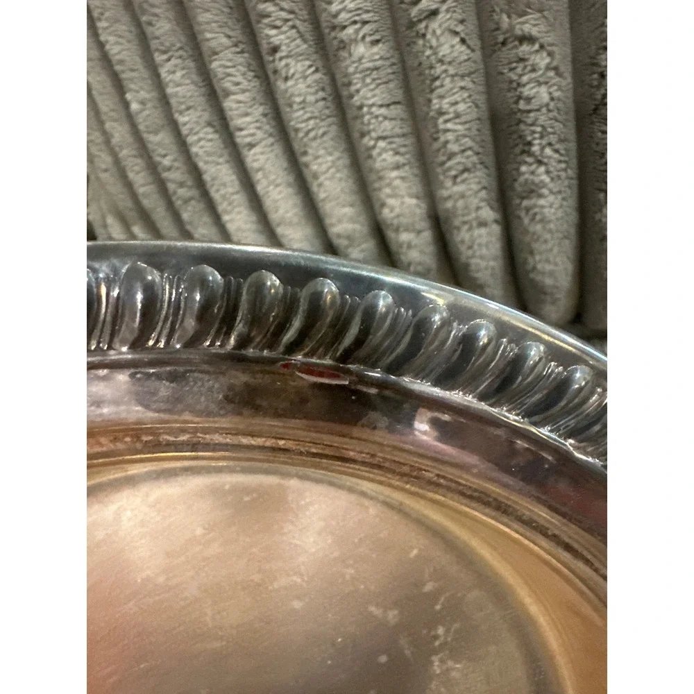 Sheridan Silver Plated Round Serving Bowl Gadroon Rope Rim Vintage 10 Inch